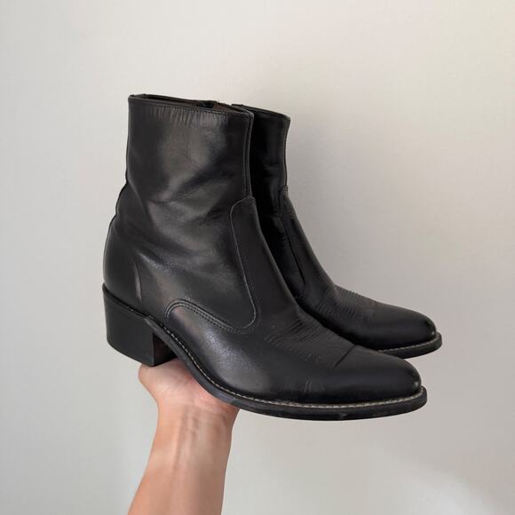 Vintage Cowboy Western Heeled Pointed Boot Sz 8 - Picture 1 of 8